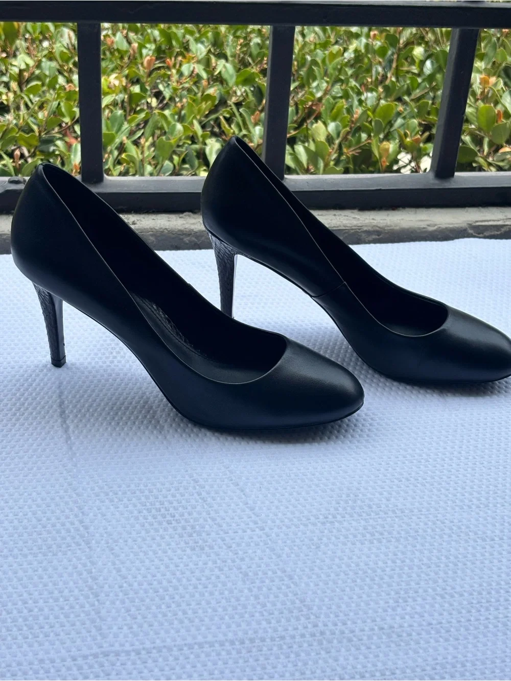 Tory Burch Black Mabel Watersnake Heel Pointed-Toe Leather Pumps